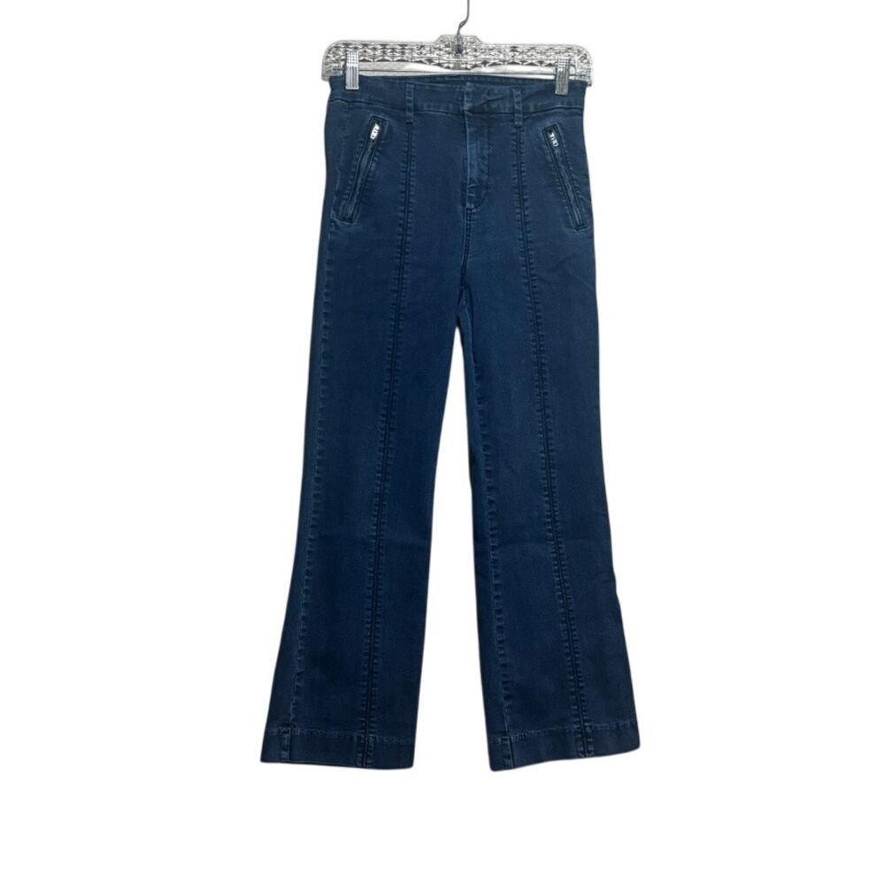 Level 99 Women's Size 28 Frances Lacey Double Welt Zip Trouser Jeans Dark Wash